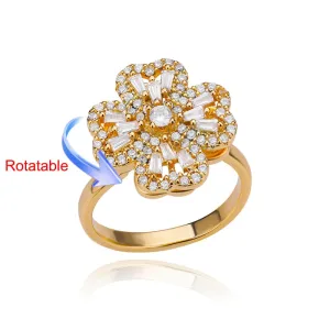 Rotating Four Clover Adjustable Rings Stainless Steel Wedding Ring