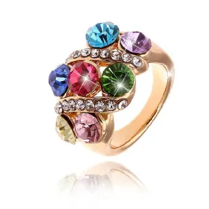 Rushed Anel The Gorgeous 18k Plated Ring O Synthetic Crystal Crystal Rings for Woman And Fashion Jewelry