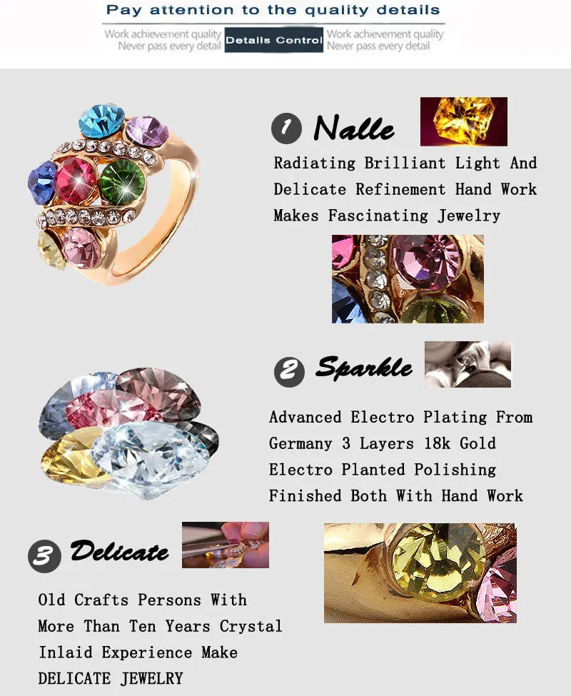 Rushed Anel The Gorgeous 18k Plated Ring O Synthetic Crystal Crystal Rings for Woman And Fashion Jewelry