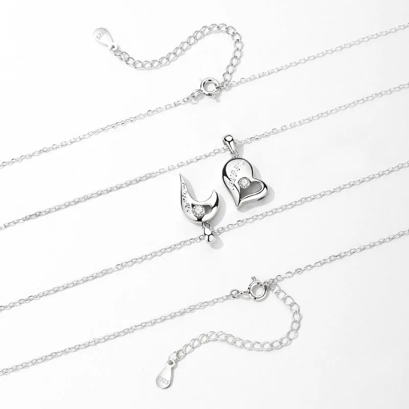 S925 Silver Heart To Heart Clavicle Chain Classic Couples Souvenir Necklace