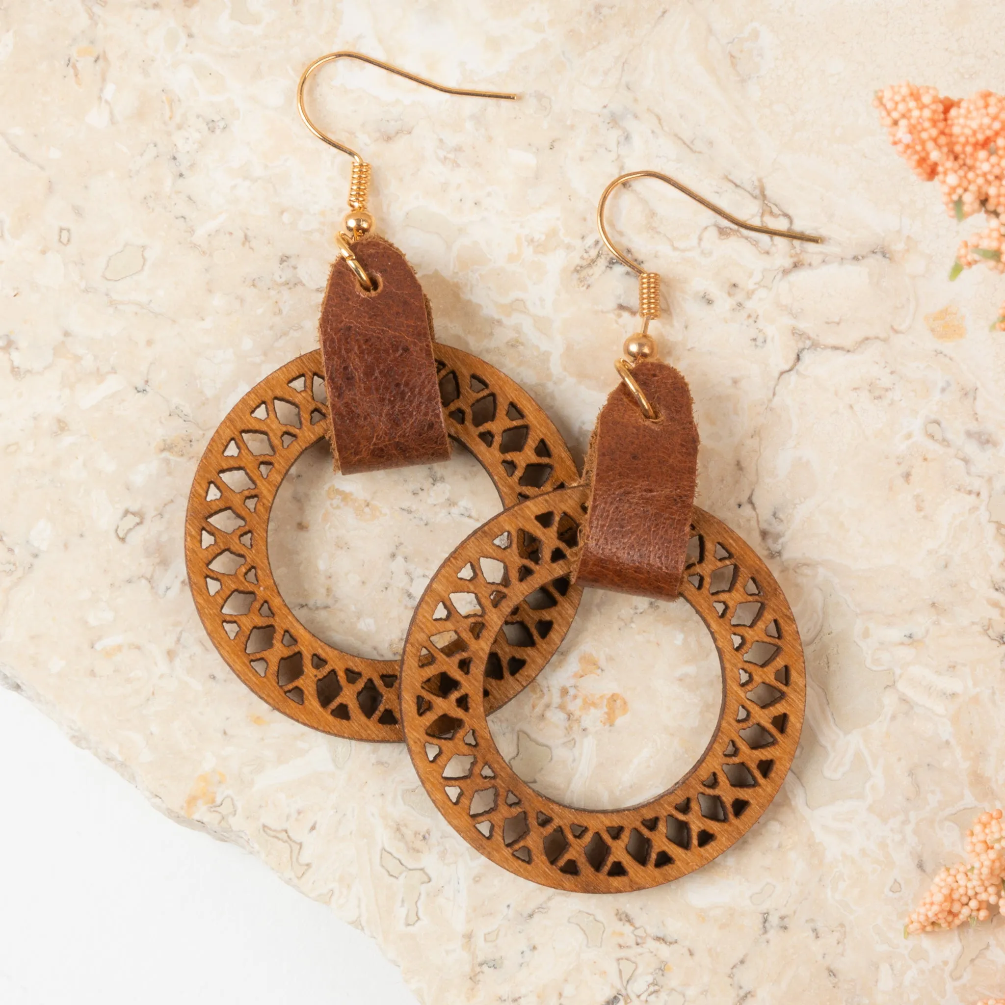 Samira Geometric Wood Hoop Earrings