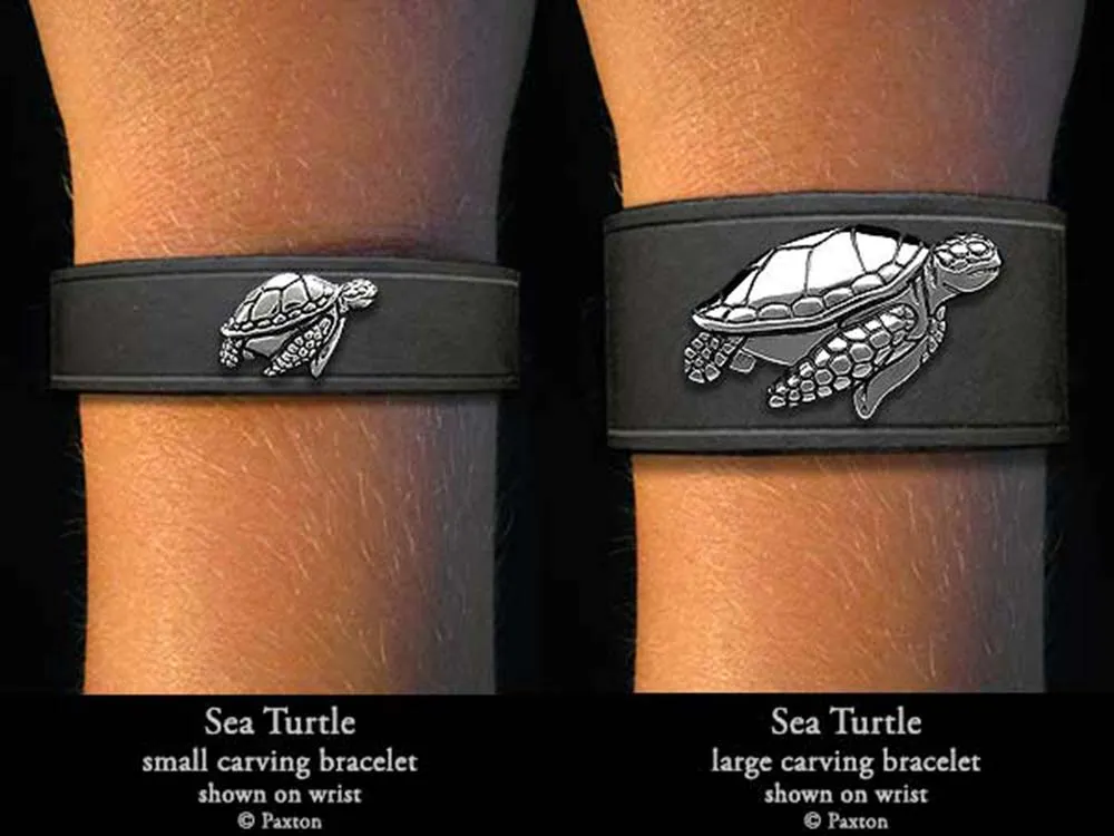 Sea Turtle Bracelet Sterling Silver on Genuine Leather