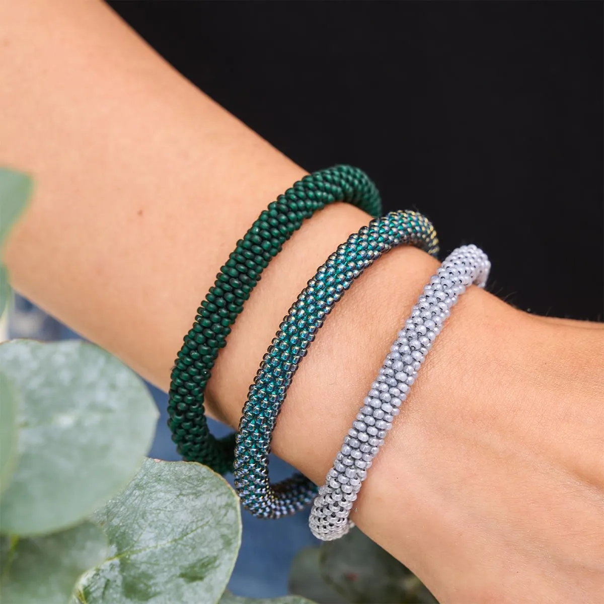 Seafoam | Himalayan Glass Bead Bracelet