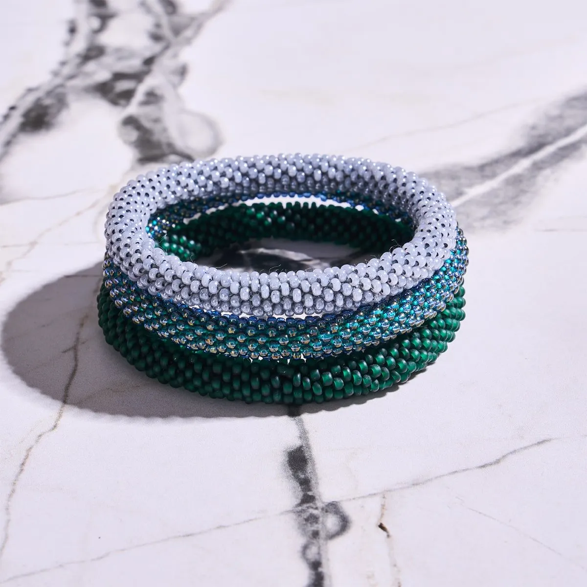 Seafoam | Himalayan Glass Bead Bracelet