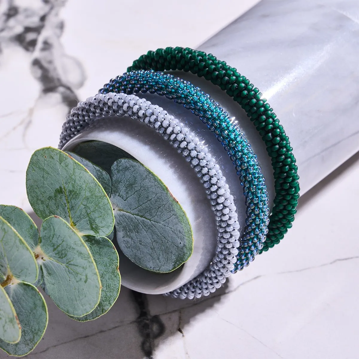 Seafoam | Himalayan Glass Bead Bracelet