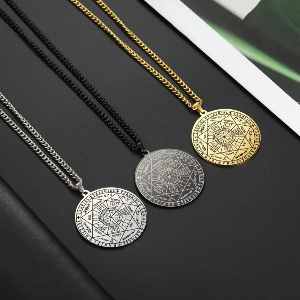 Seal of Solomon Seven Archangel Necklace Men Women Stainless Steel Jewelry