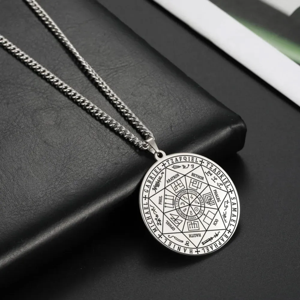 Seal of Solomon Seven Archangel Necklace Men Women Stainless Steel Jewelry
