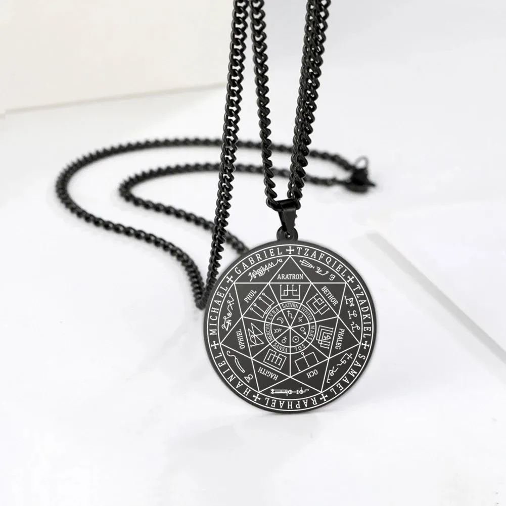 Seal of Solomon Seven Archangel Necklace Men Women Stainless Steel Jewelry