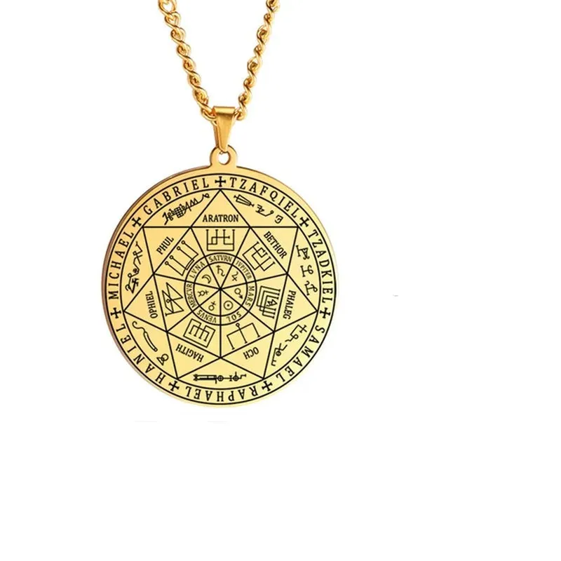 Seal of Solomon Seven Archangel Necklace Men Women Stainless Steel Jewelry