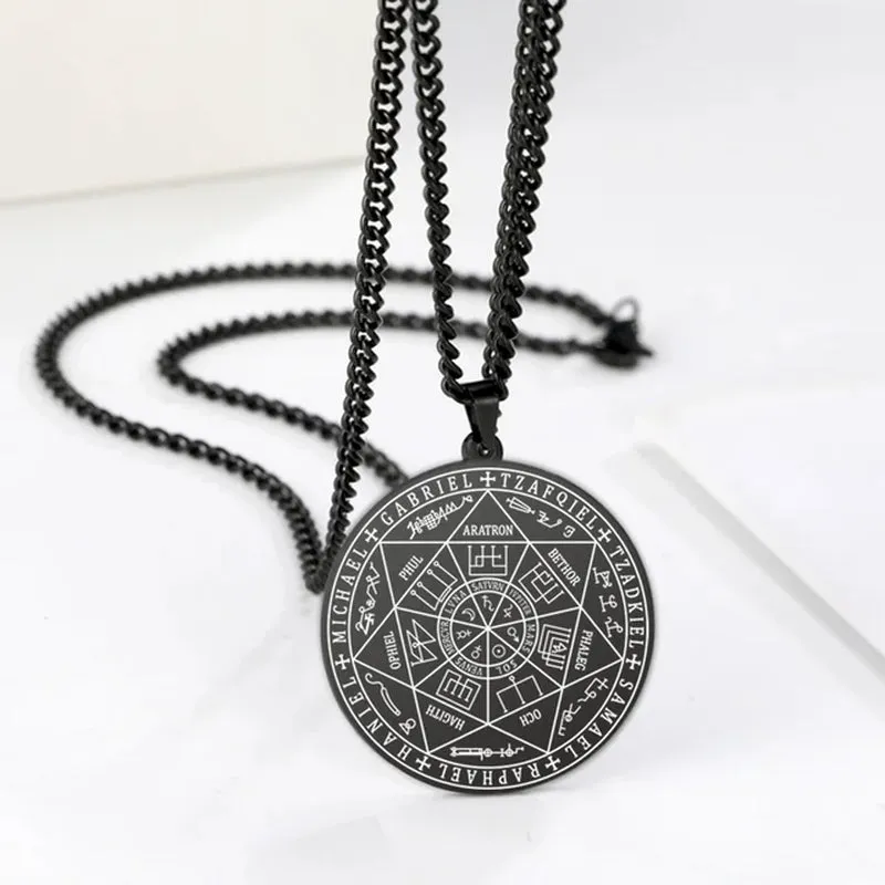 Seal of Solomon Seven Archangel Necklace Men Women Stainless Steel Jewelry