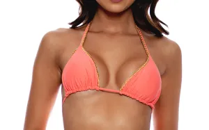 Seamless Triangle-Seamless Wavy Ruched Back Tie Side Bikini