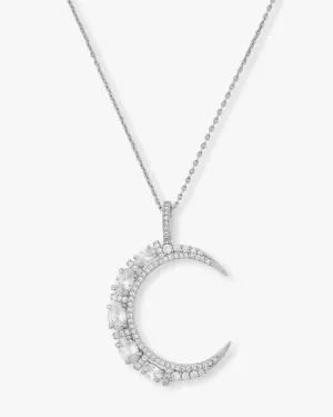 She's an Icon Moon Necklace - Silver