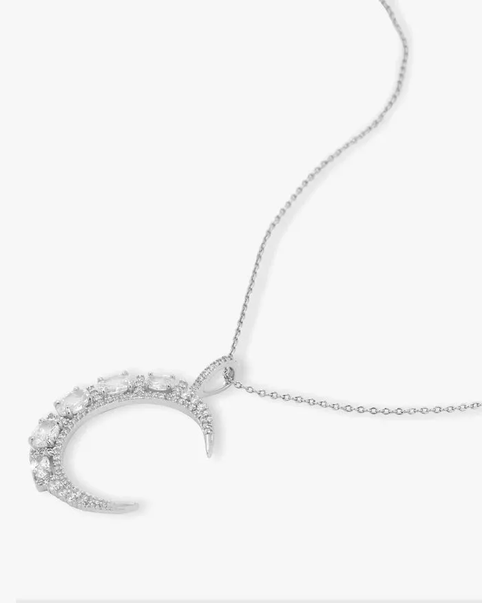 She's an Icon Moon Necklace - Silver