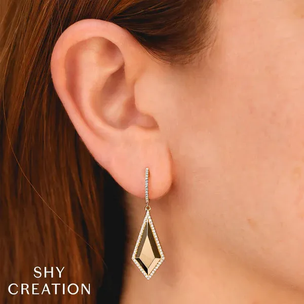 Shy Creation Diamond Geo Cut Drop Earrings