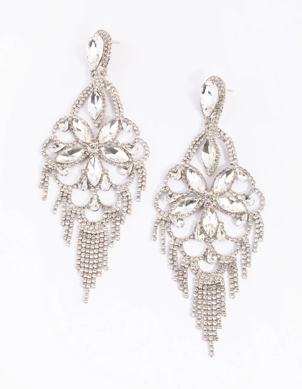 Silver Diamante Statement Earrings