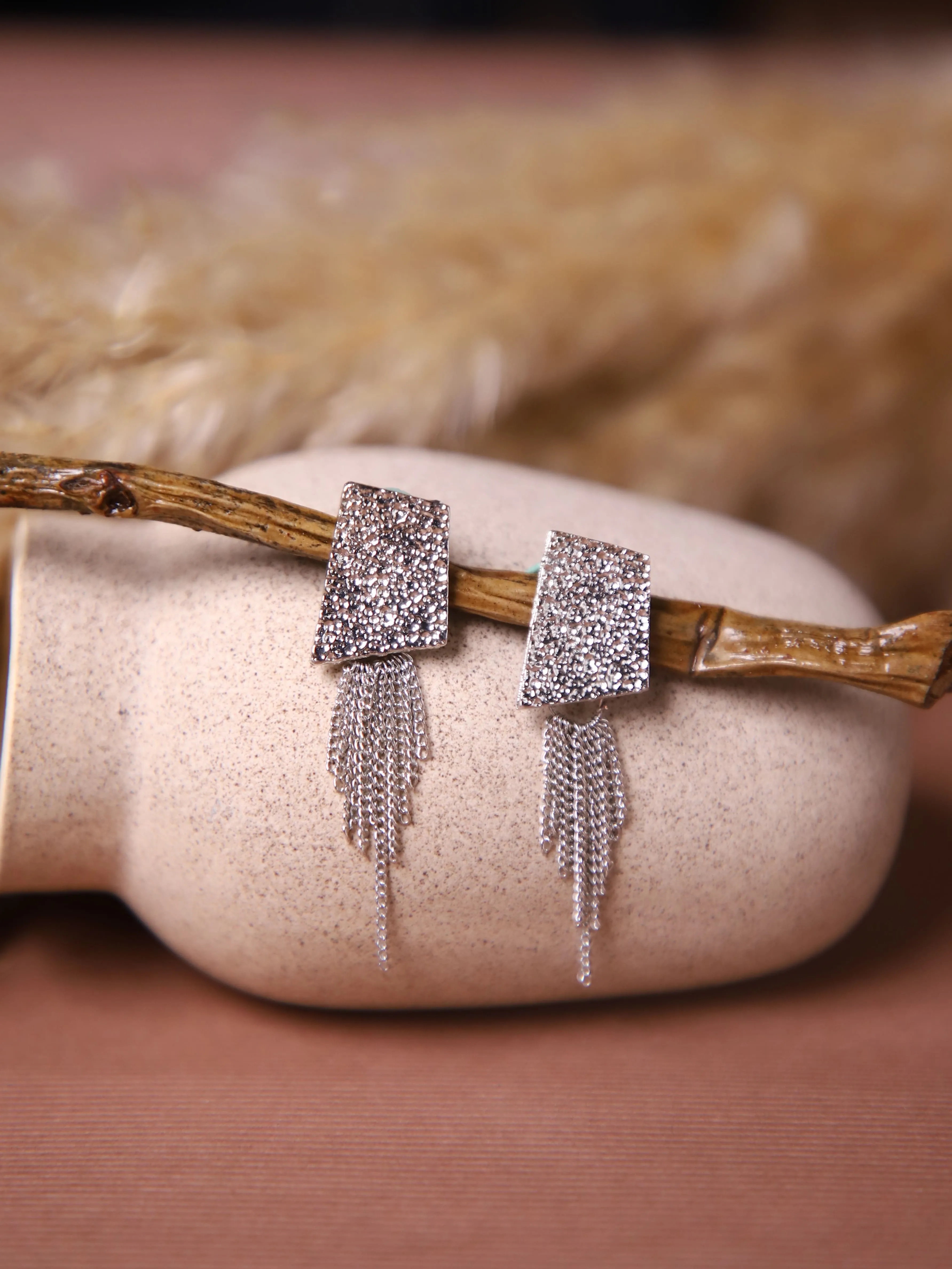 Silver Fringe Party Earring
