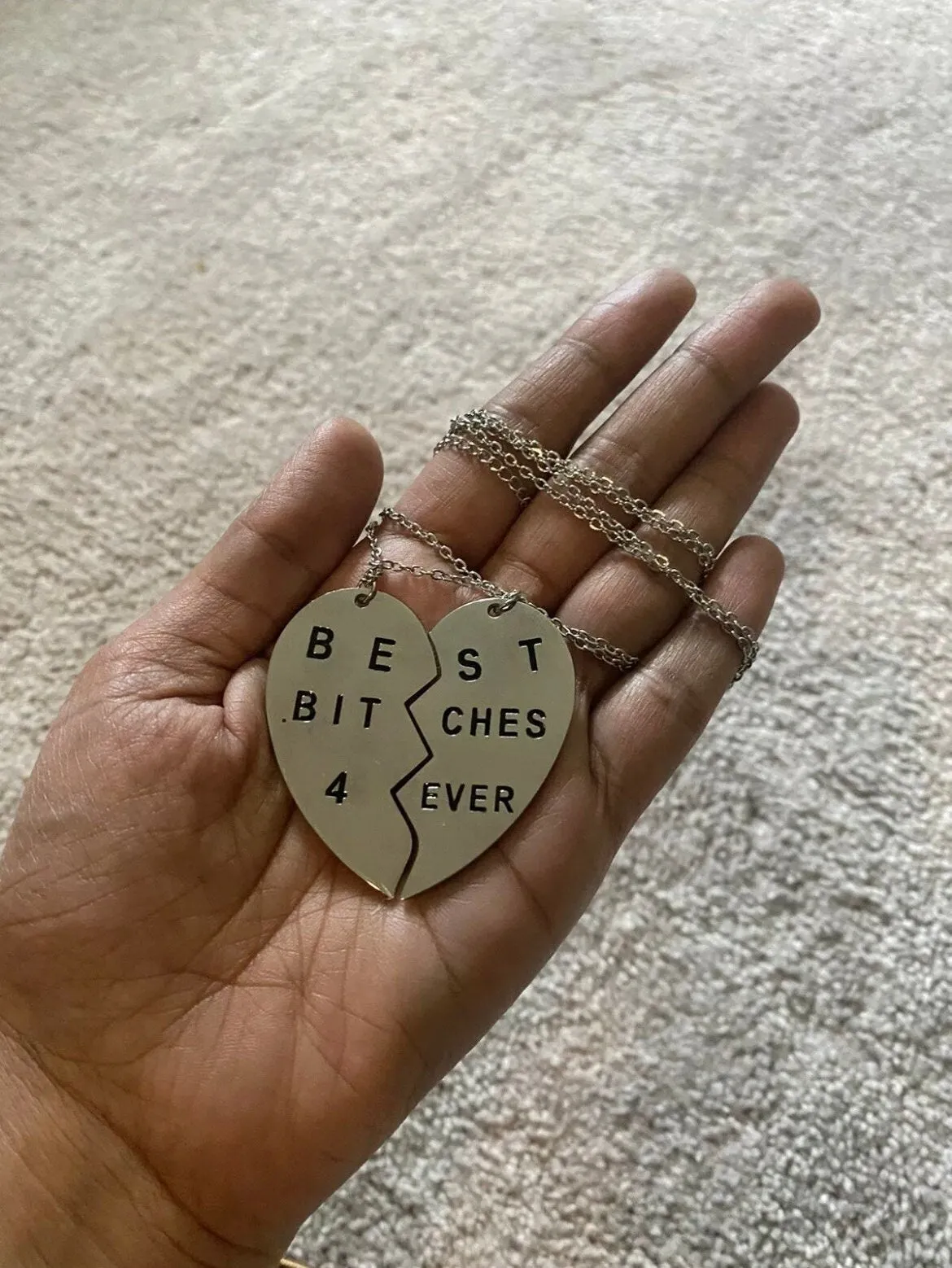silver heart necklace Best friends necklace, sisters necklace ,  lesbian necklace,  bff necklace best bitches two piece