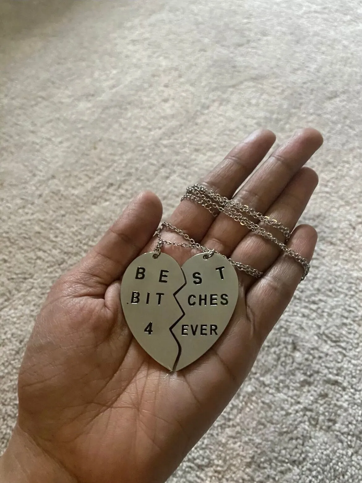 silver heart necklace Best friends necklace, sisters necklace ,  lesbian necklace,  bff necklace best bitches two piece