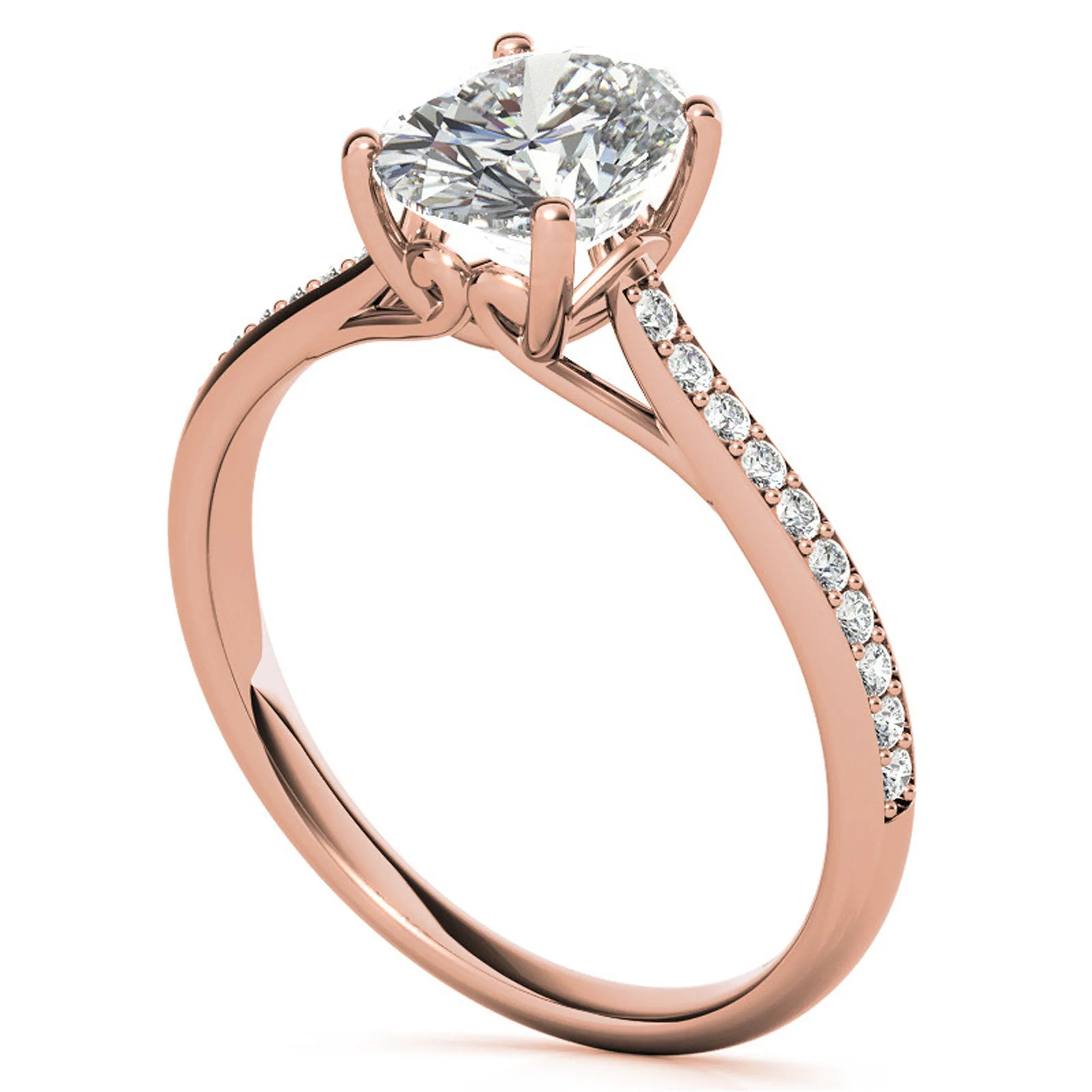 Silver Radiant Rose Solitaire Ring