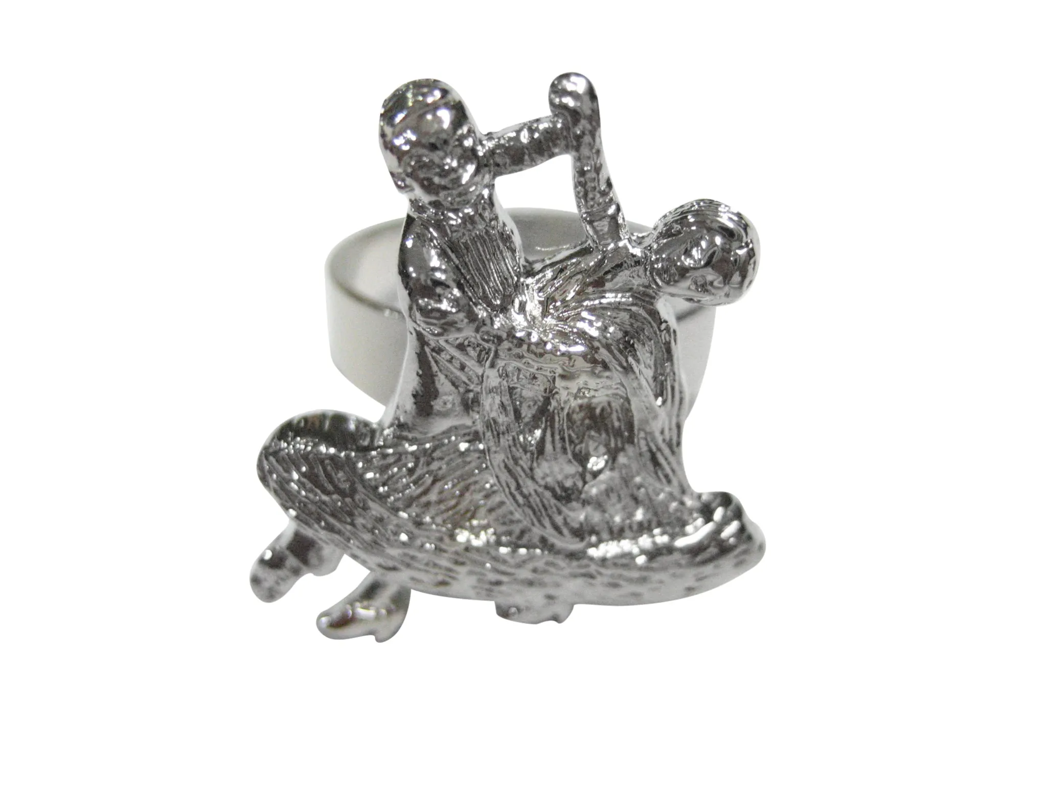 Silver Toned Ballroom Dancing Dancers Adjustable Size Fashion Ring
