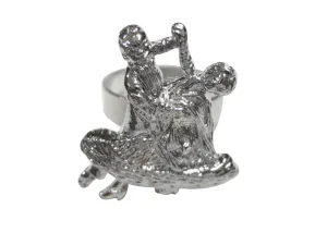 Silver Toned Ballroom Dancing Dancers Adjustable Size Fashion Ring