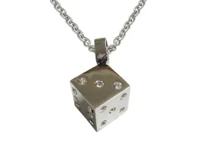 Silver Toned Dice Pendant Necklace