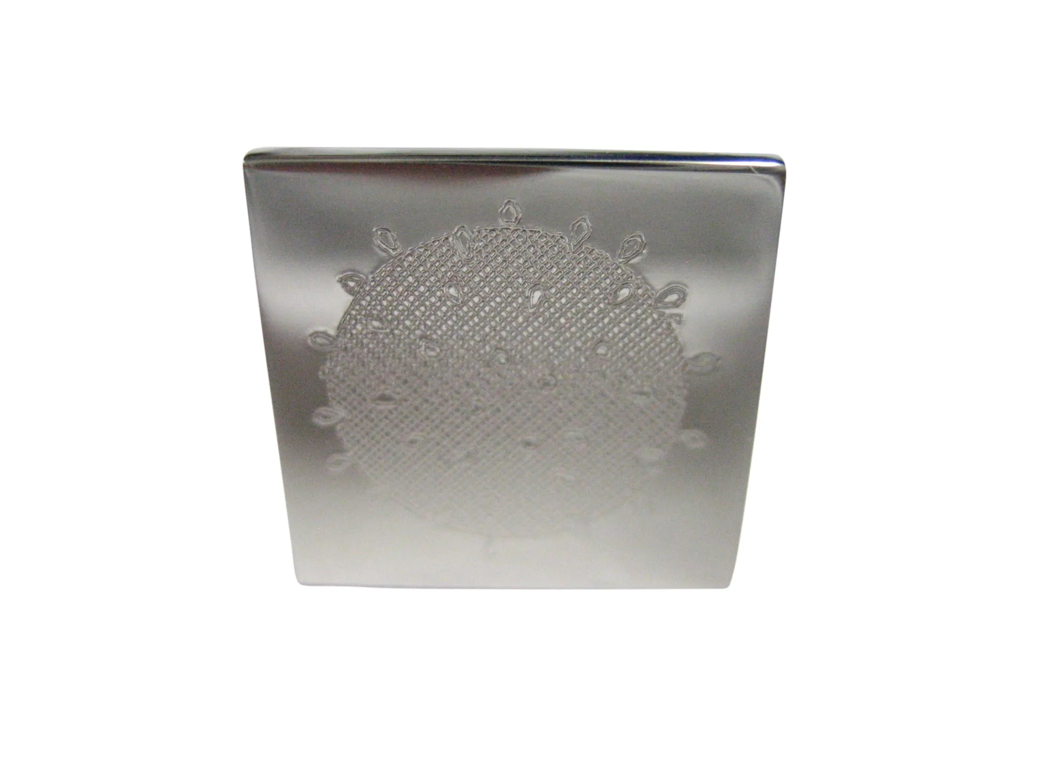 Silver Toned Etched Enveloped Virus Adjustable Size Fashion Ring