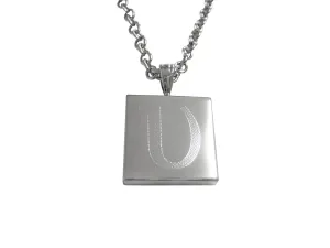 Silver Toned Etched Greek Letter Upsilon Pendant Necklace