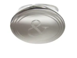 Silver Toned Etched Oval And Ampersand Sign Adjustable Size Fashion Ring