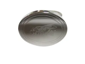 Silver Toned Etched Oval Bee Adjustable Size Fashion Ring