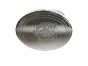 Silver Toned Etched Oval Snarling Tiger Adjustable Size Fashion Ring