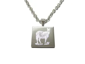 Silver Toned Etched Zebra Necklace