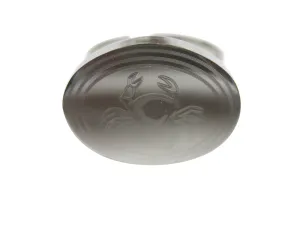 Silver Toned Oval Etched Crab Adjustable Size Fashion Ring