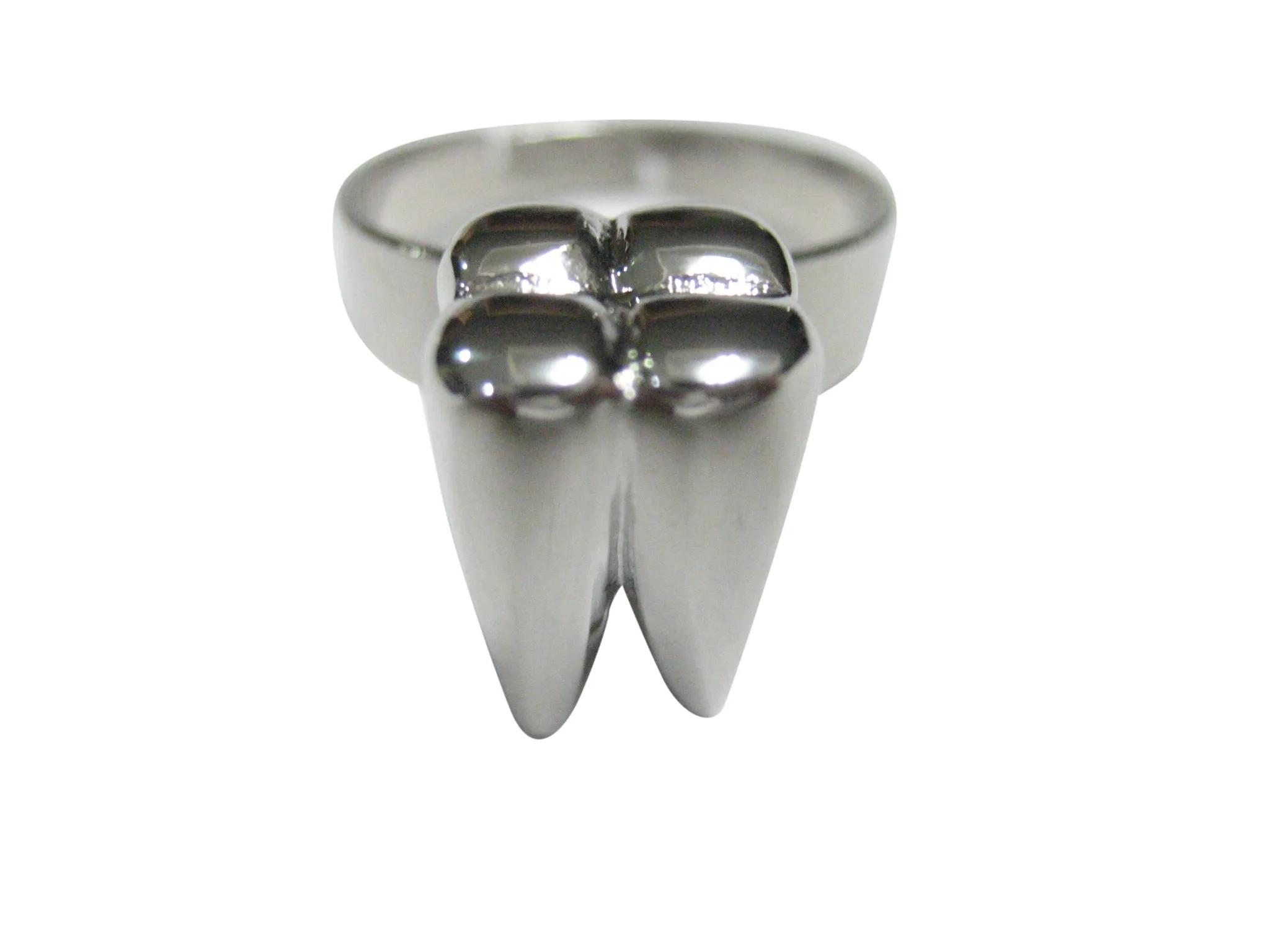 Silver Toned Shiny Dental Tooth Teeth Adjustable Size Fashion Ring