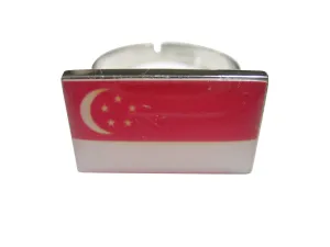 Singapore Flag Adjustable Size Fashion Ring