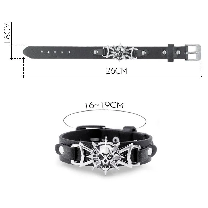 Skeleton Skull Star Eye Punk Gothic Rock Leather Belt Buckle  Bracelets