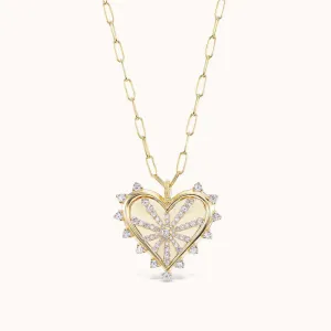 Small Spiked Heart Pavé Necklace