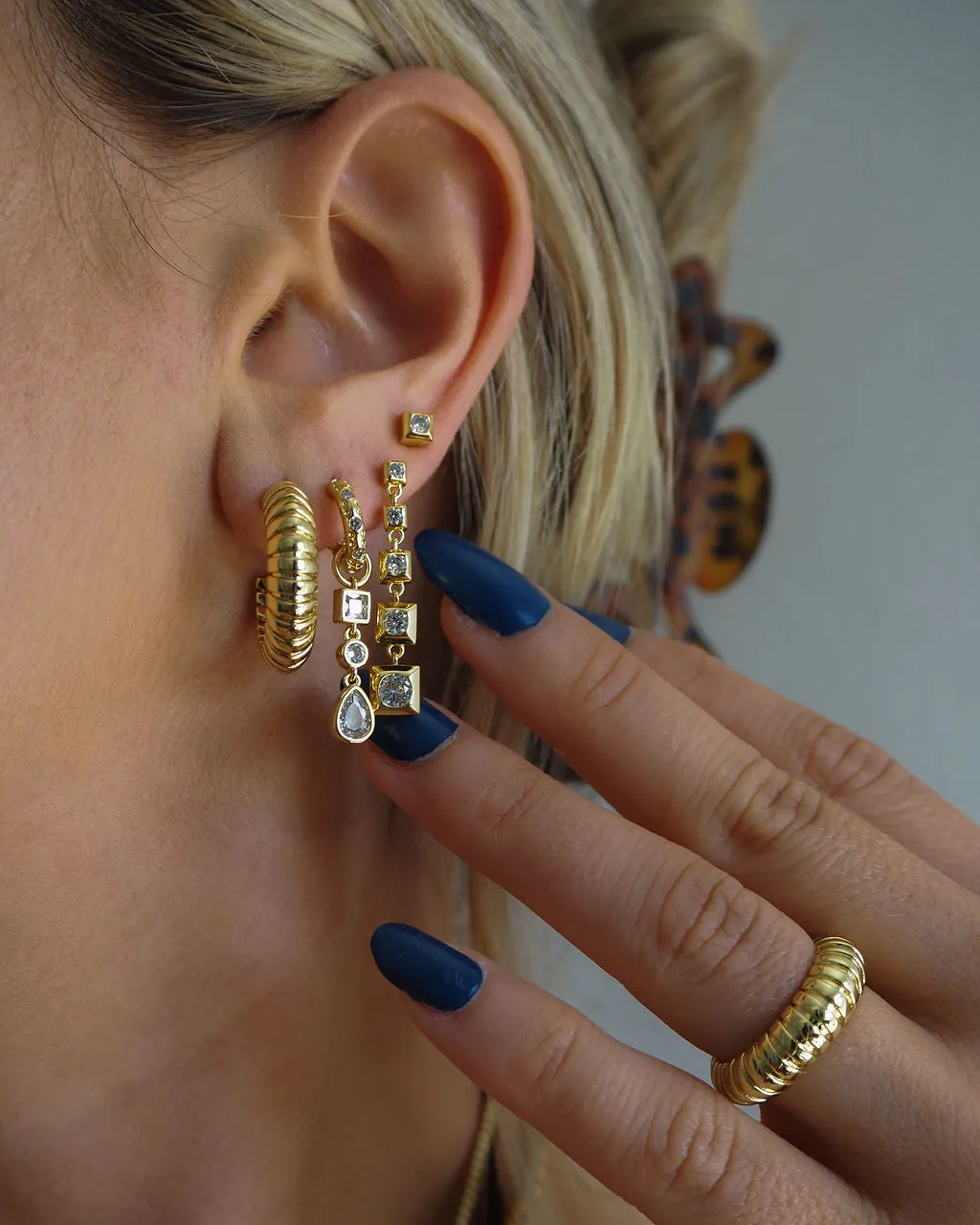 Snake Chain Hoops- Silver