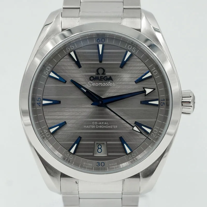 SOLD - 2/22/25 - Omega Aqua Terra 41mm 220.10.41.21.06.001 Blue and Grey on Bracelet B&P 2022