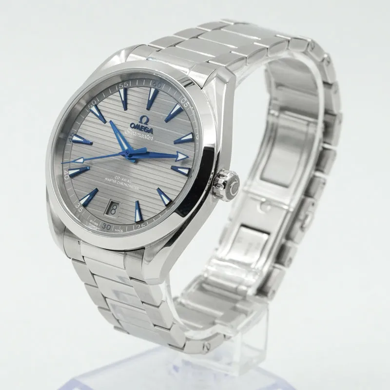 SOLD - 2/22/25 - Omega Aqua Terra 41mm 220.10.41.21.06.001 Blue and Grey on Bracelet B&P 2022