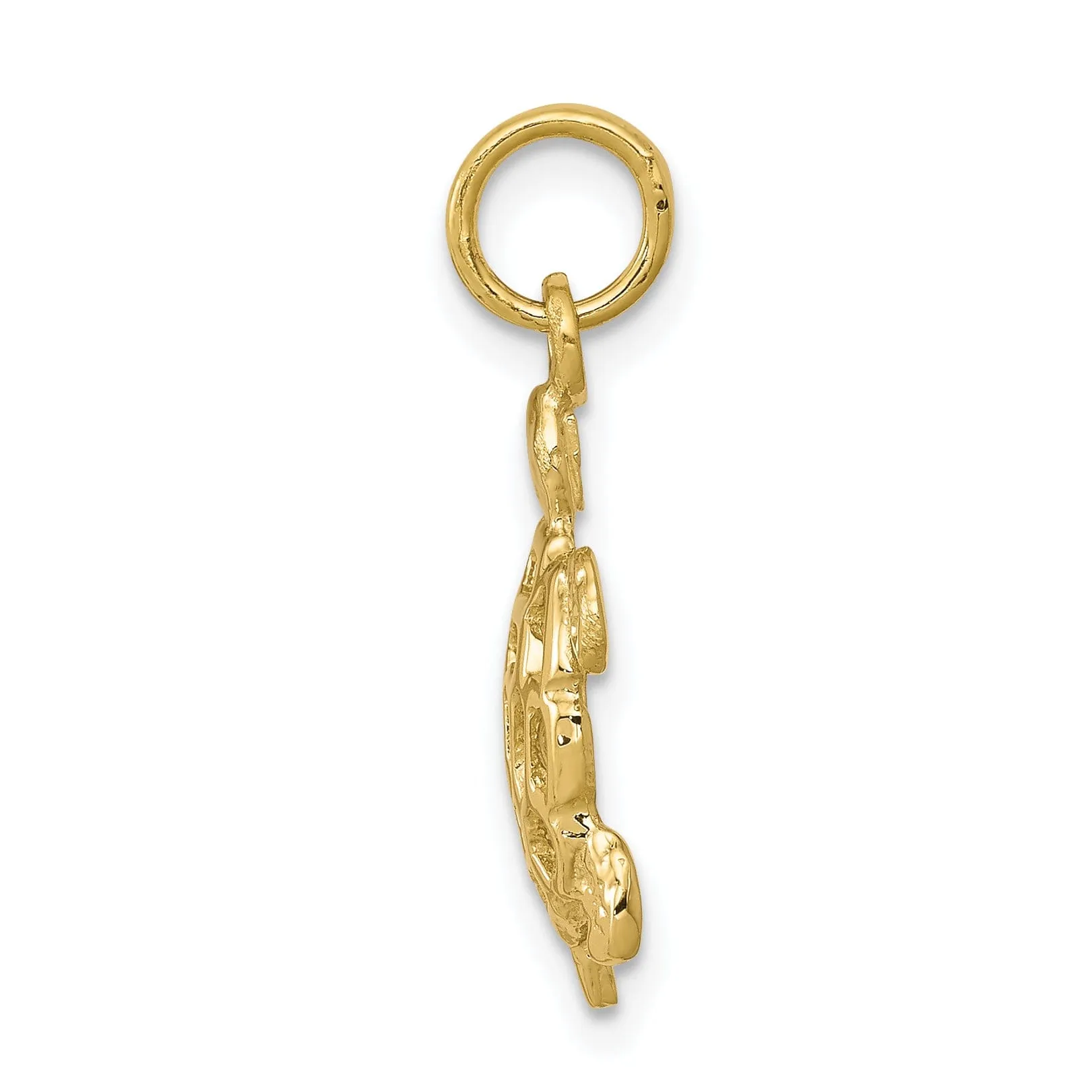 Solid 10k Yellow Gold Polished Finish Turtle Pendant