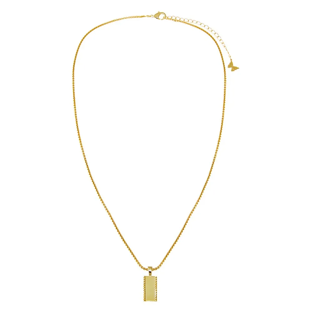 Solid Spiked Dog Tag Pendant Necklace