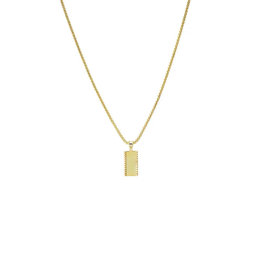Solid Spiked Dog Tag Pendant Necklace