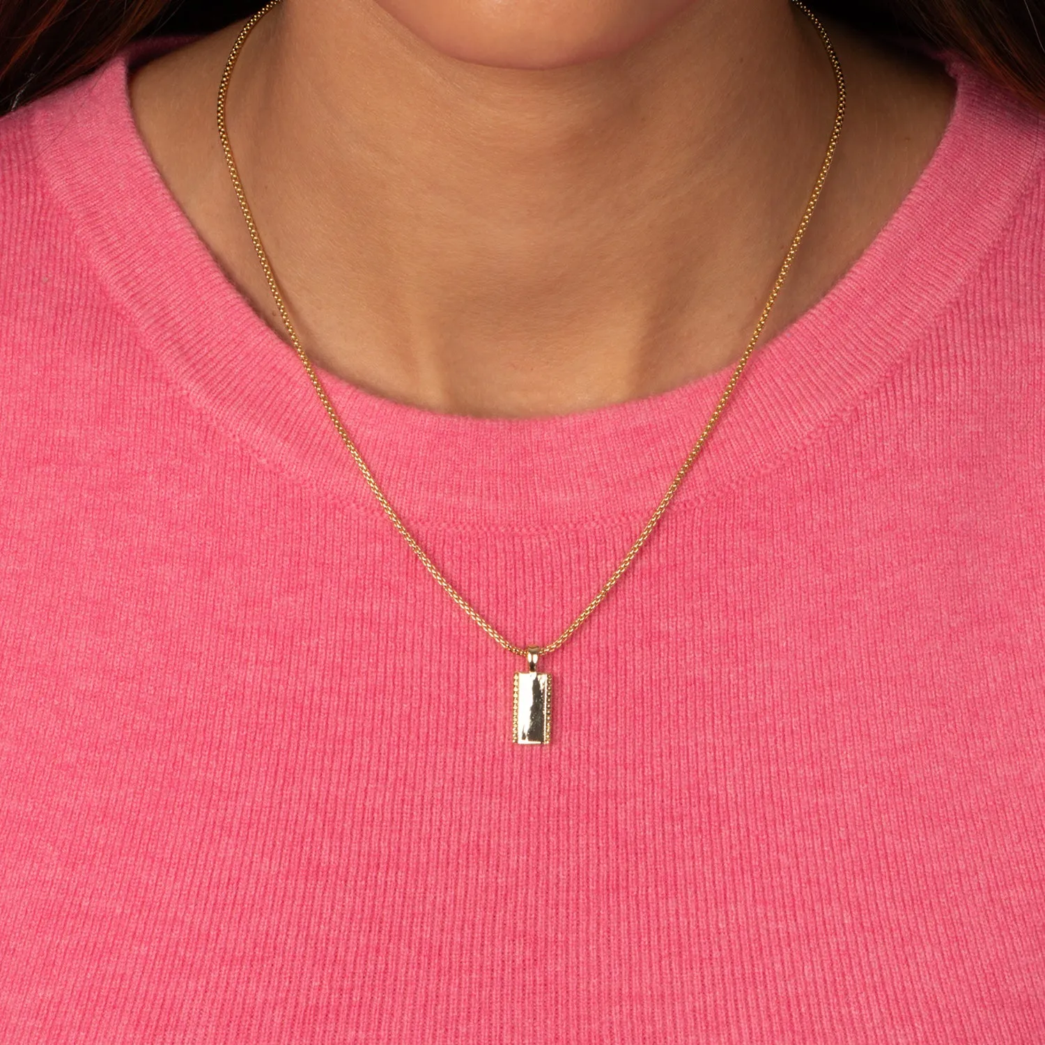 Solid Spiked Dog Tag Pendant Necklace