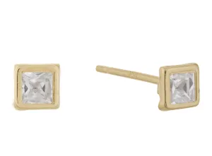 Solitaire Square Stud Earring 14K