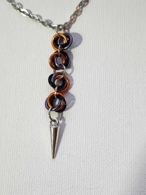 Spiked or Not Spiked Orange, Gray and Black Mobius Necklaces