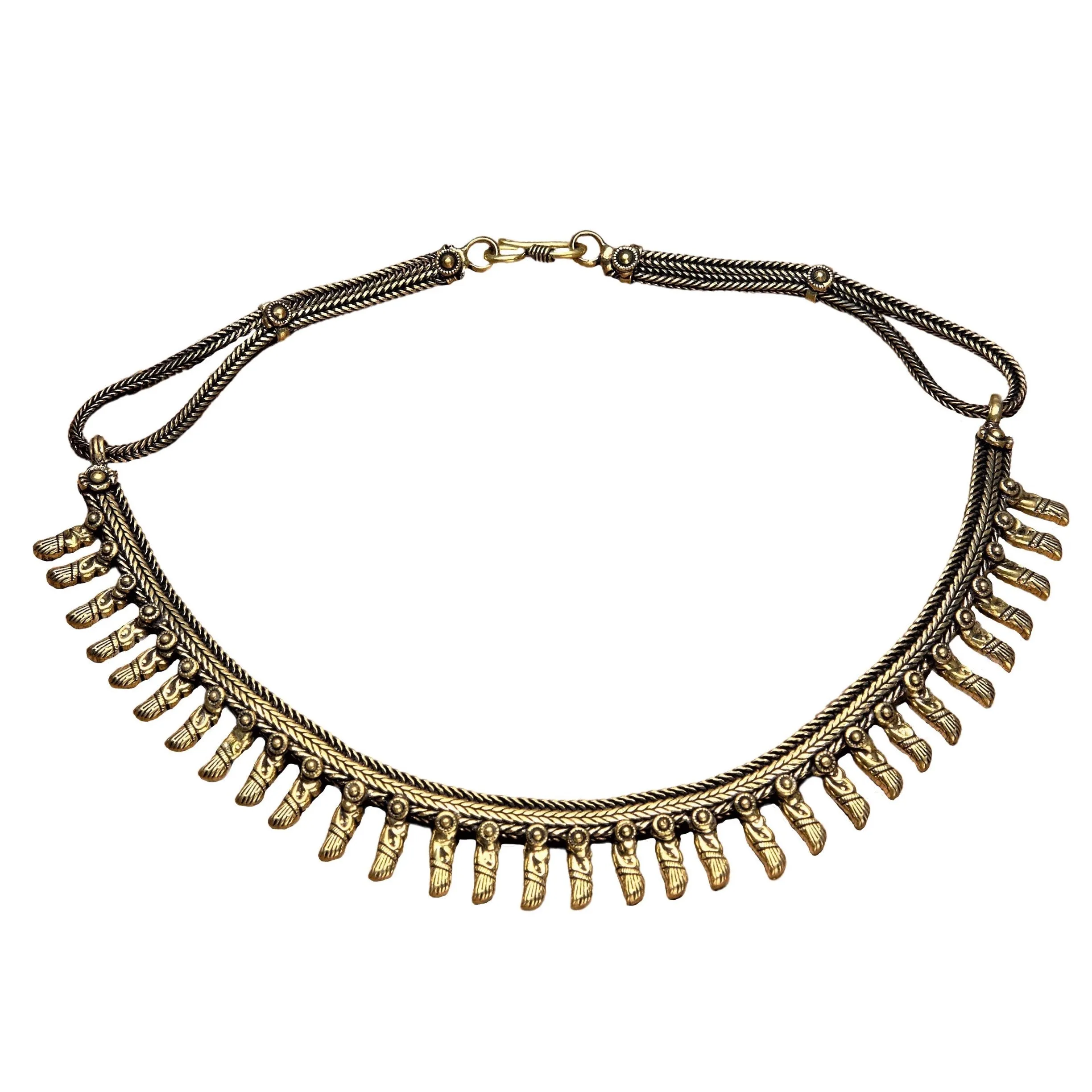 Spiked Pure Brass Snake Chain Collar Necklace