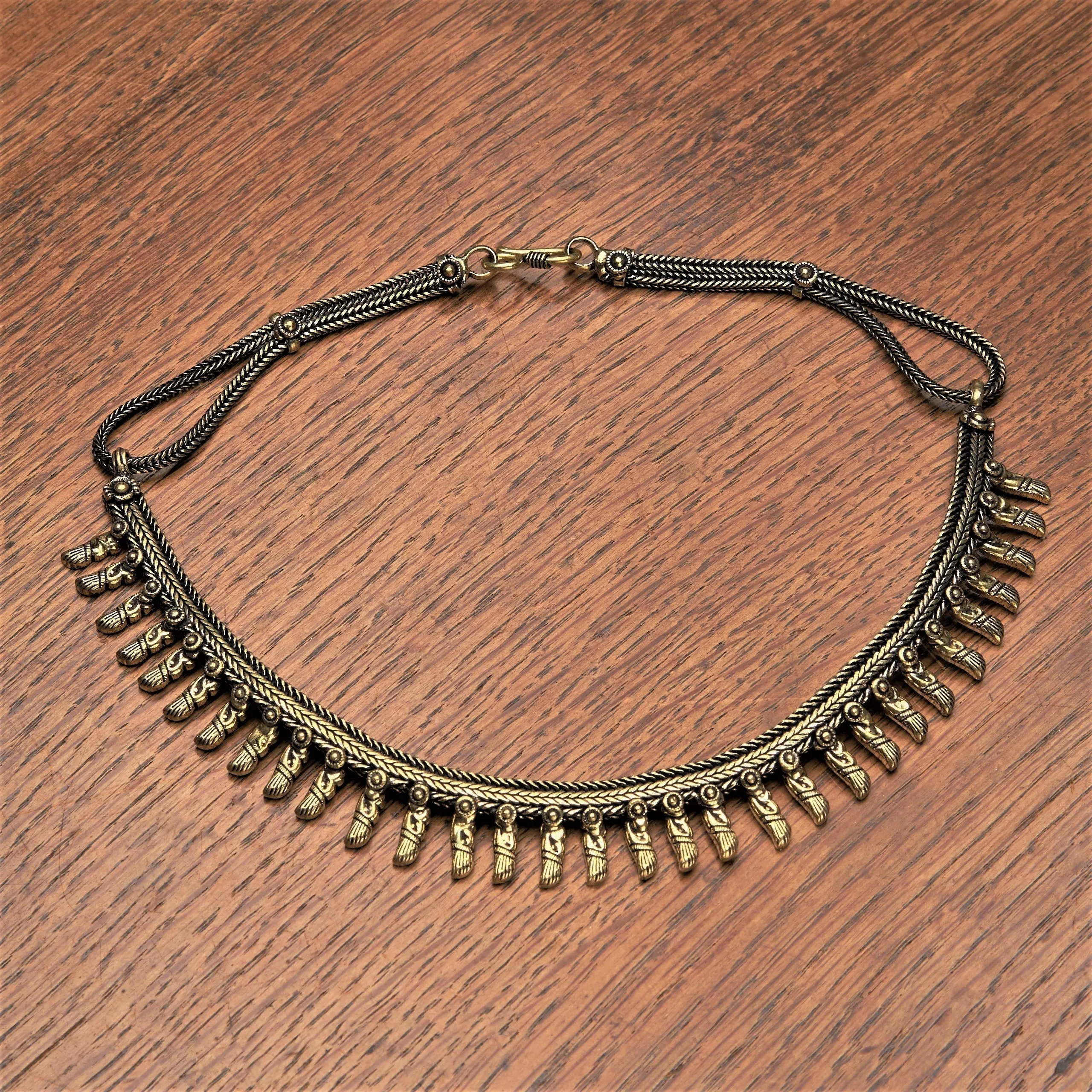 Spiked Pure Brass Snake Chain Collar Necklace