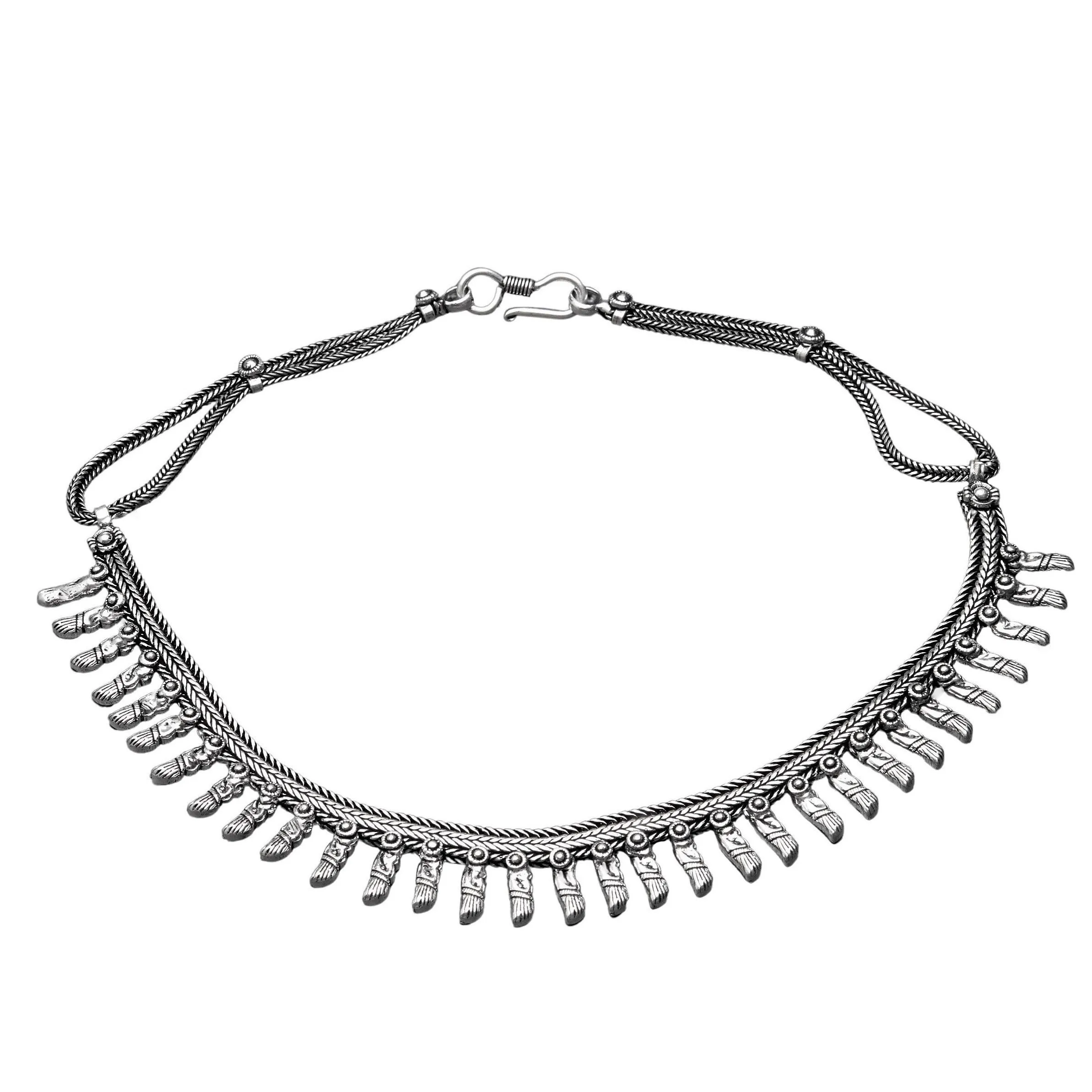 Spiked Silver Snake Chain Collar Necklace