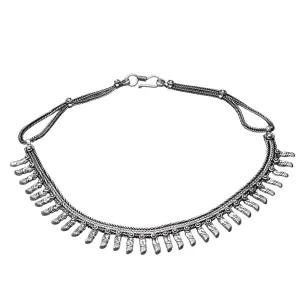 Spiked Silver Snake Chain Collar Necklace